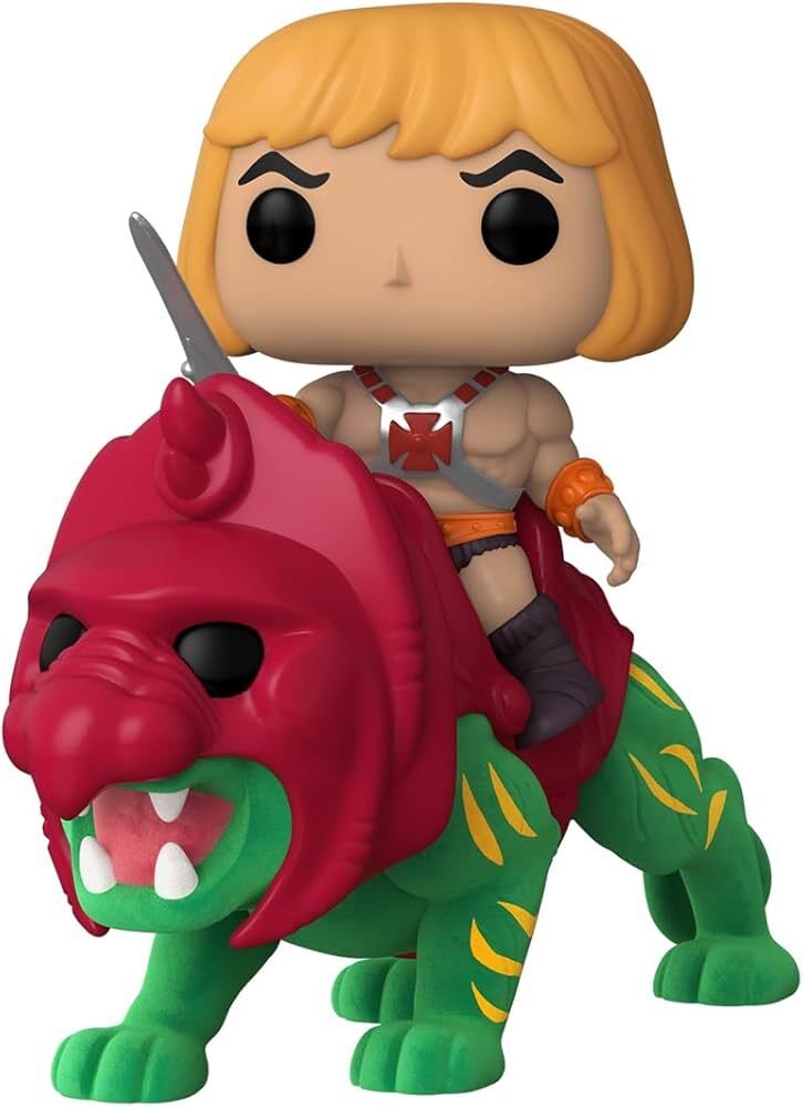 0084 - He-Man on Battle Cat (flocked)